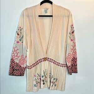 Sahalie Boho Floral Embroidered Cardigan